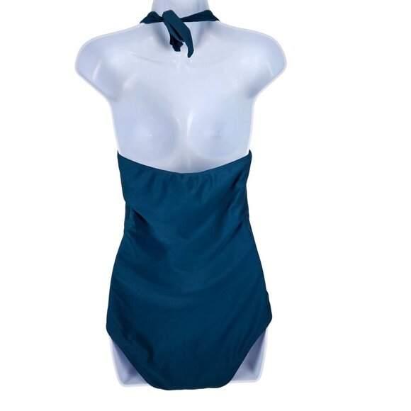 Tempt Me Womens Sexy Cutout Plunge Halter One Piece Swimsuit Teal Size XL Beach - Picture 5 of 7